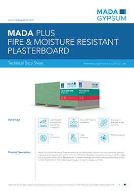 Mada Plus Fire & Moisture Resistant Plasterboards