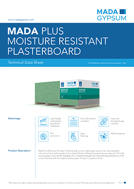 Mada Plus Moisture Resistant Plasterboards