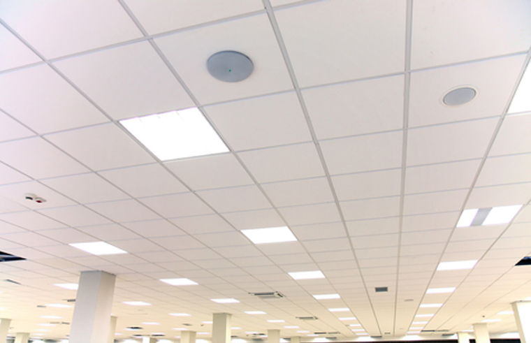 Image of T-bar grid system used for suspended ceilings, designed for easy installation and support of ceiling tiles.