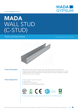 Standard metal wall studs are used for framing interior walls in residential and commercial drywall construction.