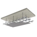 Suspended ceiling system with metal framing and gypsum board,
