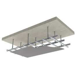 Suspended ceiling system with metal framing and gypsum board,